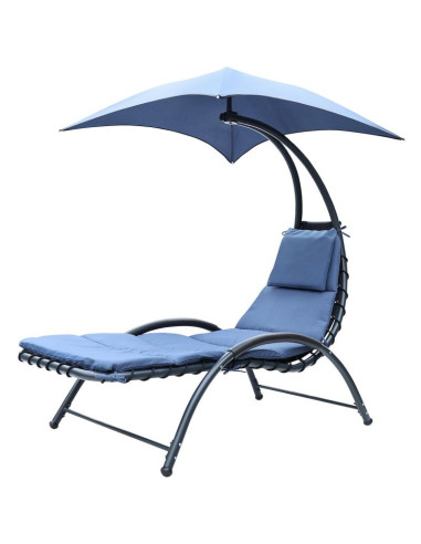 Leżak fotel z parasolem bergamo 200x125x180cm granat