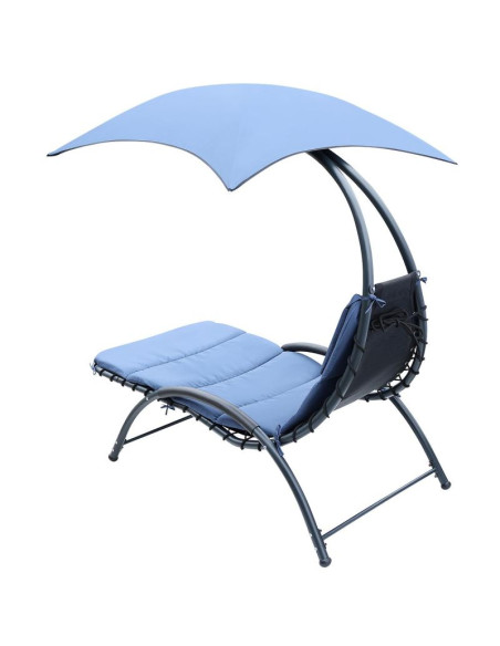 Leżak fotel z parasolem bergamo 200x125x180cm granat