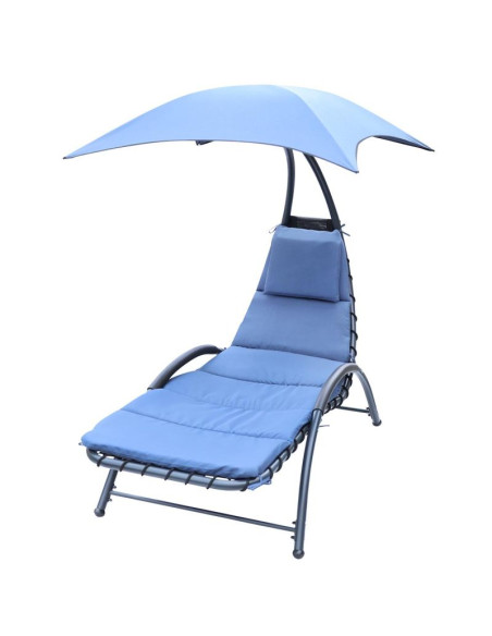 Leżak fotel z parasolem bergamo 200x125x180cm granat