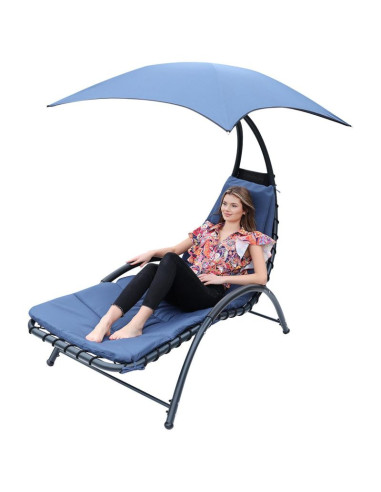 Leżak fotel z parasolem bergamo 200x125x180cm granat