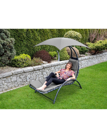 Leżak fotel z parasolem bergamo 200x125x180cm szary
