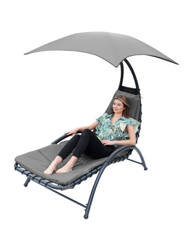 Leżak fotel z parasolem bergamo 200x125x180cm szary
