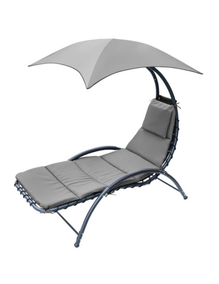 Leżak fotel z parasolem bergamo 200x125x180cm szary