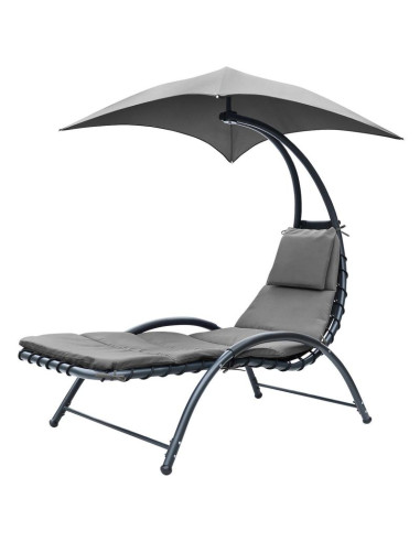 Leżak fotel z parasolem bergamo 200x125x180cm szary
