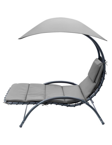 Leżak fotel z parasolem bergamo 200x125x180cm szary