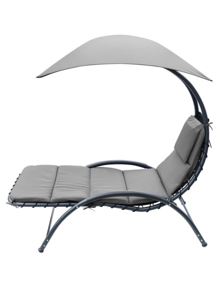 Leżak fotel z parasolem bergamo 200x125x180cm szary
