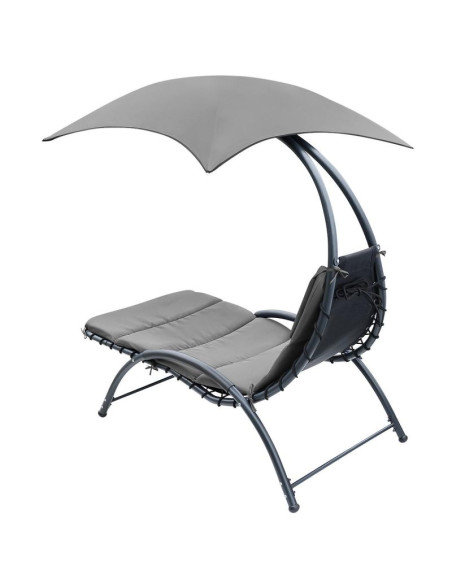 Leżak fotel z parasolem bergamo 200x125x180cm szary