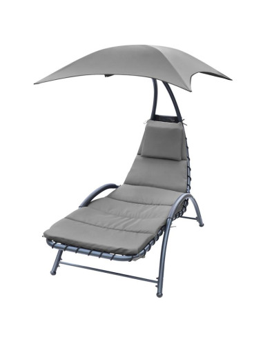 Leżak fotel z parasolem bergamo 200x125x180cm szary