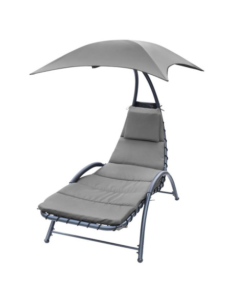 Leżak fotel z parasolem bergamo 200x125x180cm szary