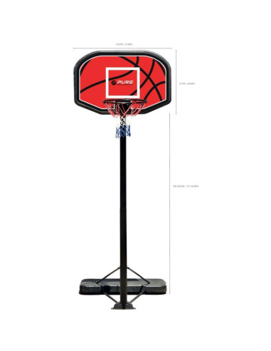 Zestaw regulowany do koszykówki 1.90-3.04m pure 2 improve