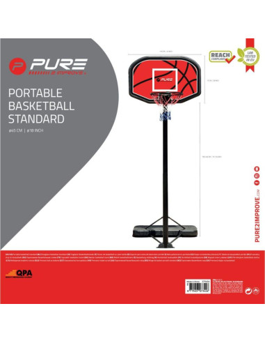 Zestaw regulowany do koszykówki 1.90-3.04m pure 2 improve