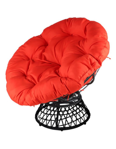 Fotel ogrodowy obrotowy 360 stopni z poduszką czerwoną
