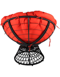 Fotel ogrodowy obrotowy 360 stopni z poduszką czerwoną 2