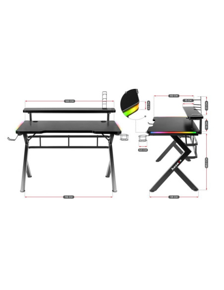 Biurko gamingowe huzaro hero 5.0 rgb