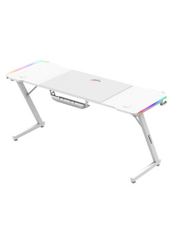 Biurko gamingowe huzaro hero 4.8 white rgb 2