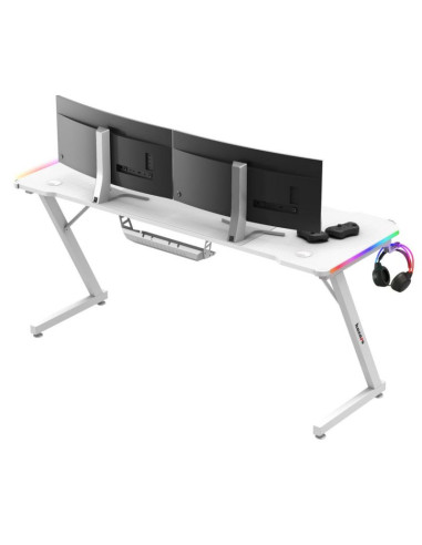 Biurko gamingowe huzaro hero 4.8 white rgb