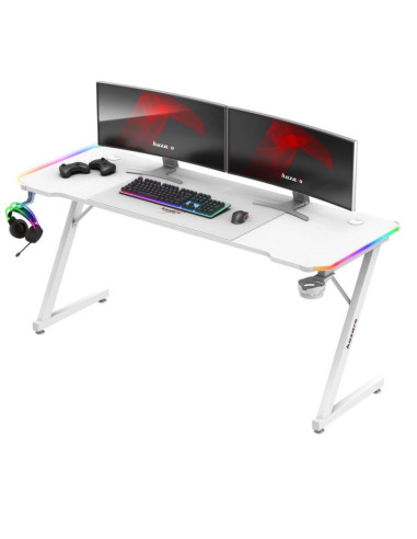 Biurko gamingowe huzaro hero 4.8 white rgb