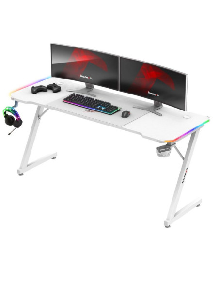 Biurko gamingowe huzaro hero 4.8 white rgb