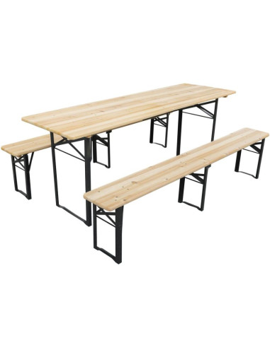 Zestaw piknikowy barowy drewniany stół i 2 ławki składany