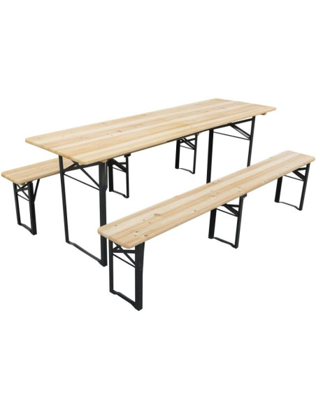 Zestaw piknikowy barowy drewniany stół i 2 ławki składany