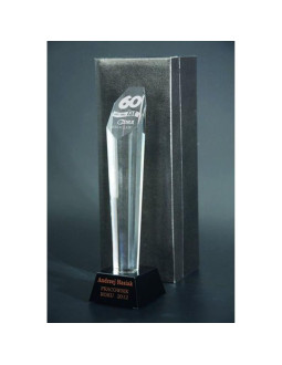 Trofeum szklane grawerowane z etui + wypełnienie farbą