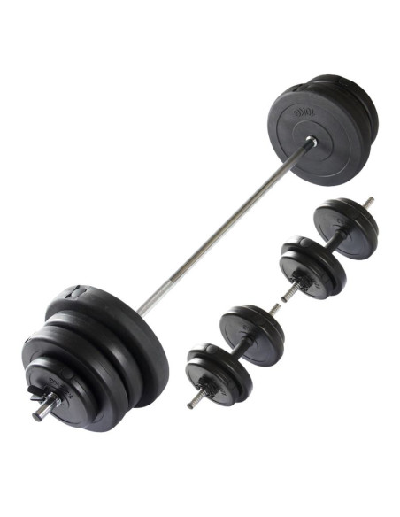 Virtufit regulowany zestaw sztangi - zestaw hantli - 60.5 kg - czarny