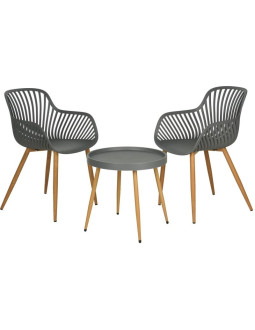 Zestaw mebli balkonowych stół i 2 krzesła szary