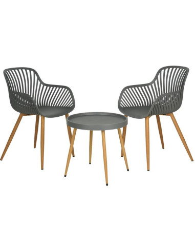 Zestaw mebli balkonowych stół i 2 krzesła szary