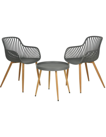 Zestaw mebli balkonowych stół i 2 krzesła szary