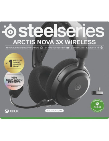 Słuchawki steelseries arctis nova 3x wireless for xbox, czarne