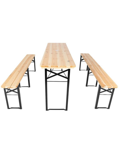 Zestaw piknikowy barowy drewniany stół i 2 ławki