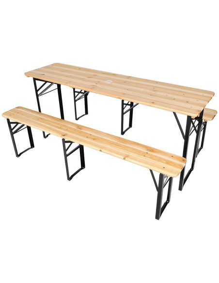 Zestaw piknikowy barowy drewniany stół i 2 ławki