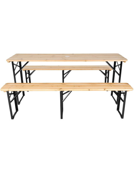Zestaw piknikowy barowy drewniany stół i 2 ławki