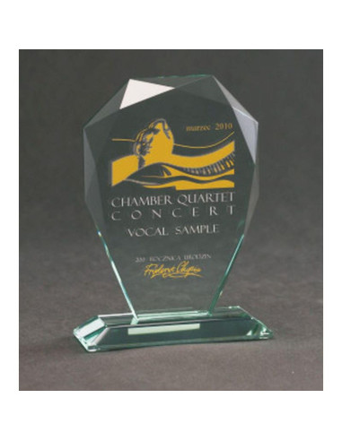 Trofeum szklane grawerowane z etui +wypełnianie farbą