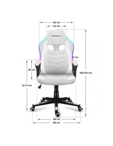 Fotel gamingowy huzaro force 2.5 rgb white mesh