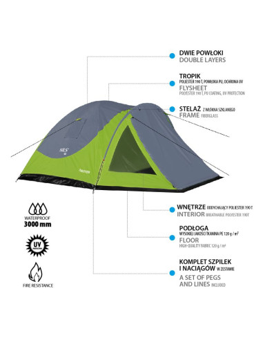 Nc6006 zielono-szary namiot kempingowy discovery nils camp
