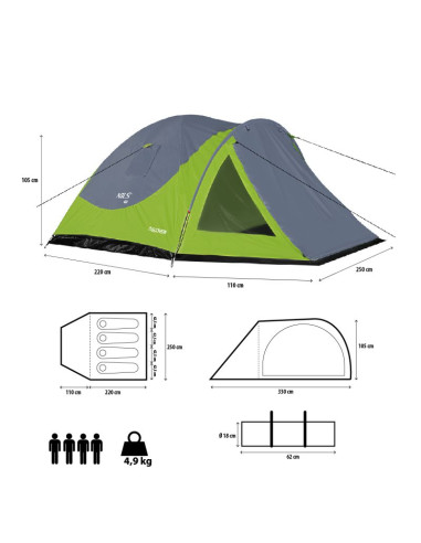 Nc6006 zielono-szary namiot kempingowy discovery nils camp