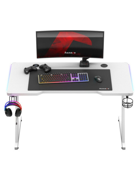 Biurko gamingowe huzaro hero 2.5 white rgb