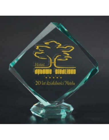 Trofeum szklane grawerowane z etui +wypełnianie farbą