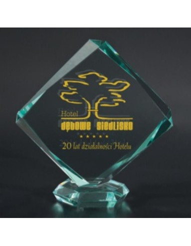 Trofeum szklane grawerowane z etui +wypełnianie farbą