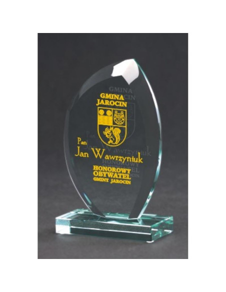 Trofeum szklane grawerowane z etui +wypełnianie farbą