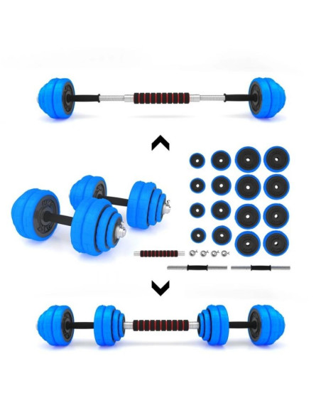 Hms sgg30 bar zestaw ciężarów 2 w 1 (sztanga i sztangielki) 30 kg
