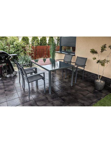 Stół ogrodowy 150x90x73cm ciemny szary