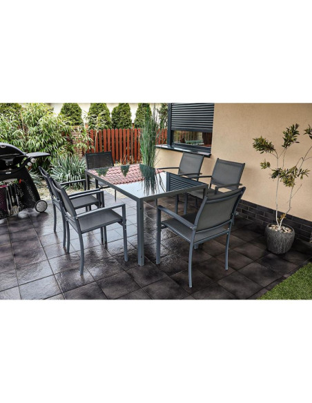 Stół ogrodowy 150x90x73cm ciemny szary