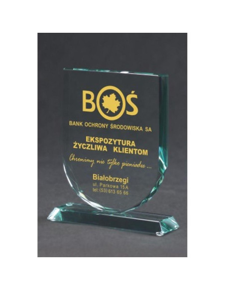 Trofeum szklane grawerowane z etui +wypełnianie farbą