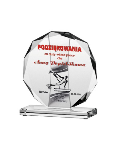 Trofeum szklane grawerowane + wypełnienie farbą