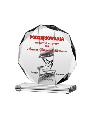 Trofeum szklane grawerowane + wypełnienie farbą