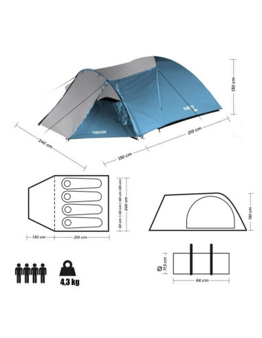 Namiot kempingowy nils camp trekker nc6012 niebiesko-szary