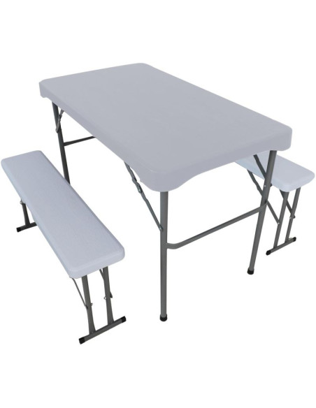 Zestaw piknikowo cateringowy stół i 2 ławki jasno szary