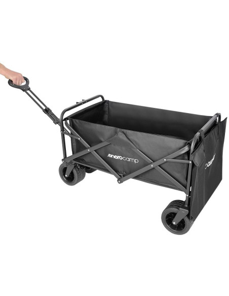 Wózek turystyczno plażowy deluxe składany 90x57x73-96cm z uchwytem czarny